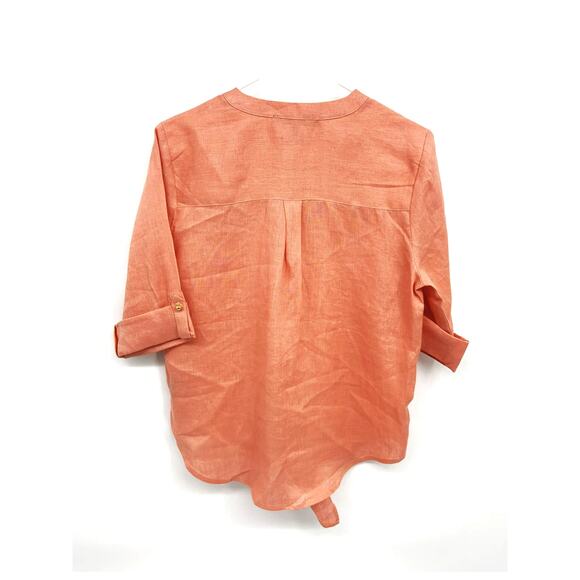 Womens Harve Benard Pure Linen Skipper Collar 3/4 Sleeve Top Front Button Sz M - Picture 4 of 6